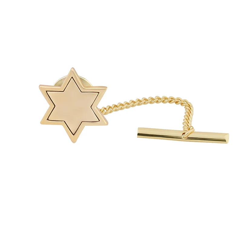 

Silver/Gold Star of David Brooches Star Hexagram Collar Clutch Tie Tack Pins Chain Tie Clips Pin for Men Clothing Wedding Gifs