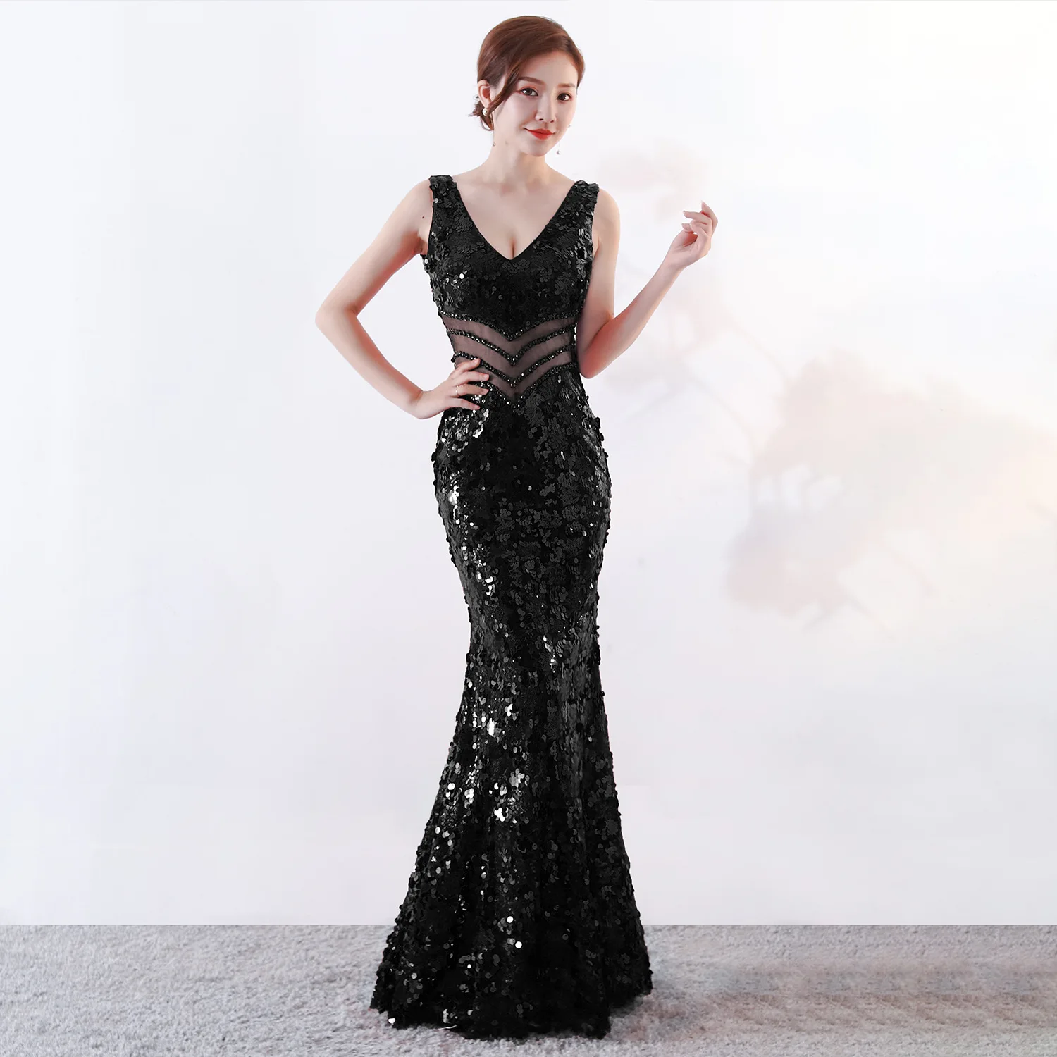 

Women Wedding Sexy Party Dress Female Sequined Trumpet Mesh Evening Elegant Bodycon Dresses Womens Club Wear Long Vestidos