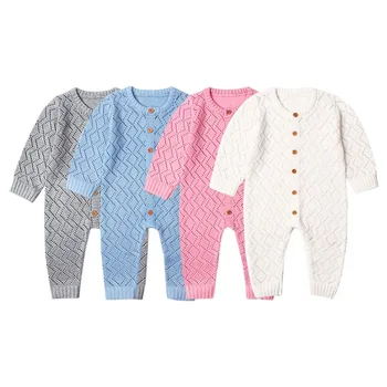 

Baby Rompers Autumn Long Sleeve Toddler Boys Girls Overalls Candy Color Rompers Child Infant Knit Outfits Clothes New Fashion