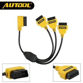 AUTOOL Premium Universal 1 Male to 3 Female OBD2 Splitter Cable