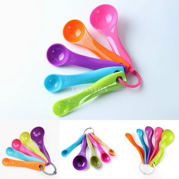 

500Set DIY Colorful Plastic Measuring Spoons 5Pcs/Set Baking Cooking Spoon Set Kitchen Tool