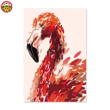 Цифровая живопись маслом ручной готовой работы подарок красный картины с фламинго на номера птиц картина по номерам птиц