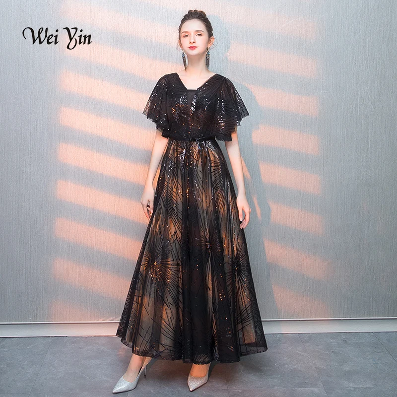 Элегантные длинные вечерние платья weiyin новинка 2020 черное официальное платье в