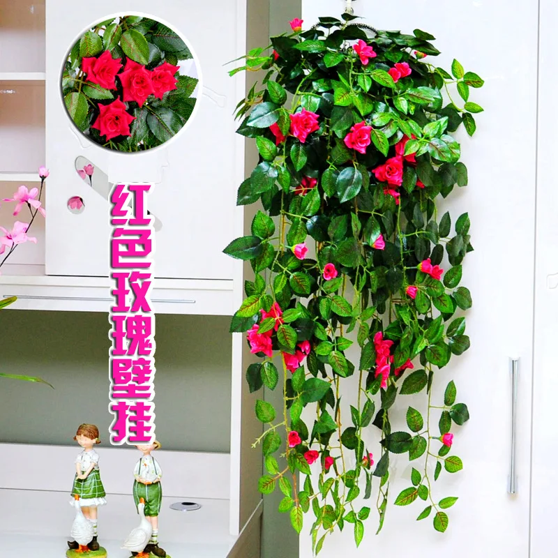 Artificial Dried Flowers Simulation flower rose vine hanging wall hanging orchid basket living room balcony home decor JUN27