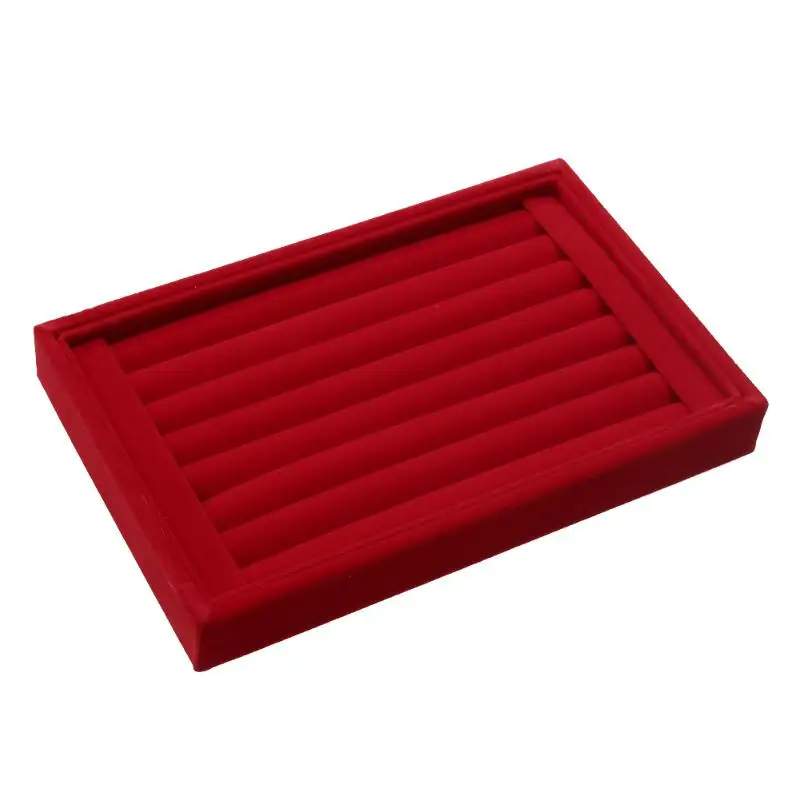 JOCESTYLE Earrings Ring Ear Studs Jewelry Organizer Tray Velvet Display Stand Holder Rack Showcase 6 Colors 22.5*14.5*3cm(L*W*H)