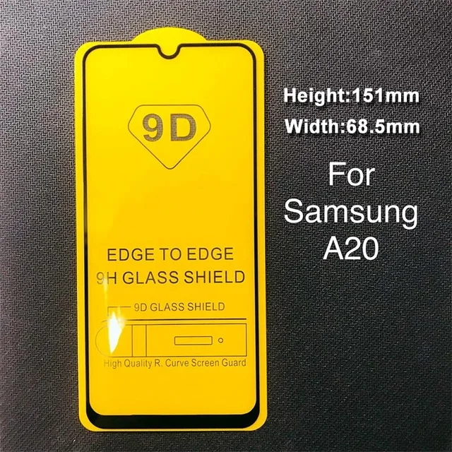 25 PCS 9D Full Cover Curved Tempered Glass on For Samsung Galaxy A50 A20 A10 M10 M20 M30 A70 A40 A30 A20E - Цвет: A20