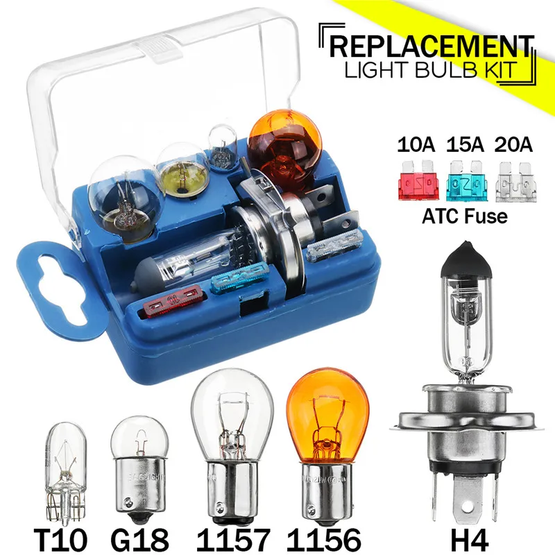 8 шт галогенная лампа набор аварийного освещения для автомобиля H4 1156 1157 G18 фара противотуманный светильник Запасной комплект с 10A 15A 20A предохранители