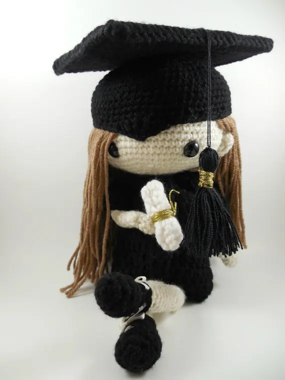 crochet graduation doll