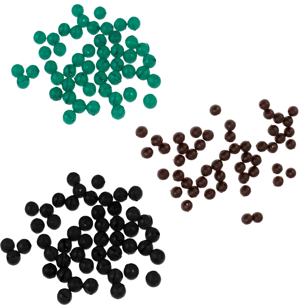 50 Pieces Round Soft Carp Fishing Rubber Bead Terminal End Tackle Fishing Bean Rig Accessories 