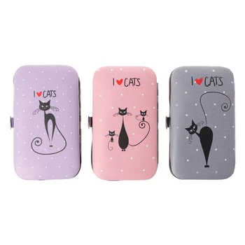 

7 PCS Cute Cat Pedicure Manicure Set Nail Clippers Cleaner Cuticle Grooming Case