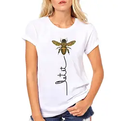 Женская футболка в Корейском стиле poleras mujer de moda 2019 Топы женские с принтом пчелы эстетические повседневные свободные футболки # A