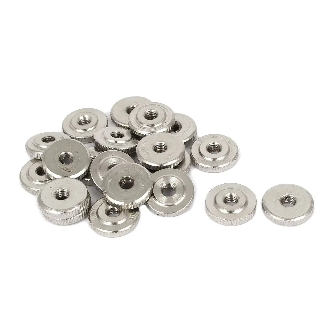 BHTS M6 Nickel plate cap nuts metric Flat round knurled nuts Lot of 20