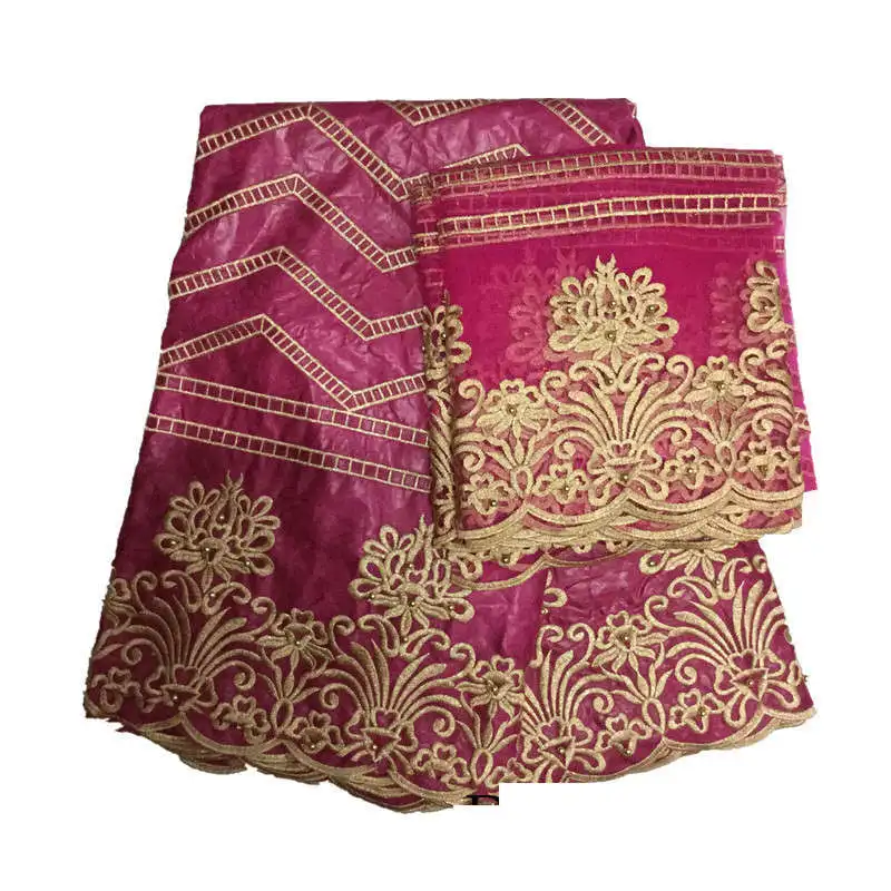 

Fuchsia Bazin riche 2018 african Bazin riche dresses for women dress or cloth brocade jacquard fabric high quality -30
