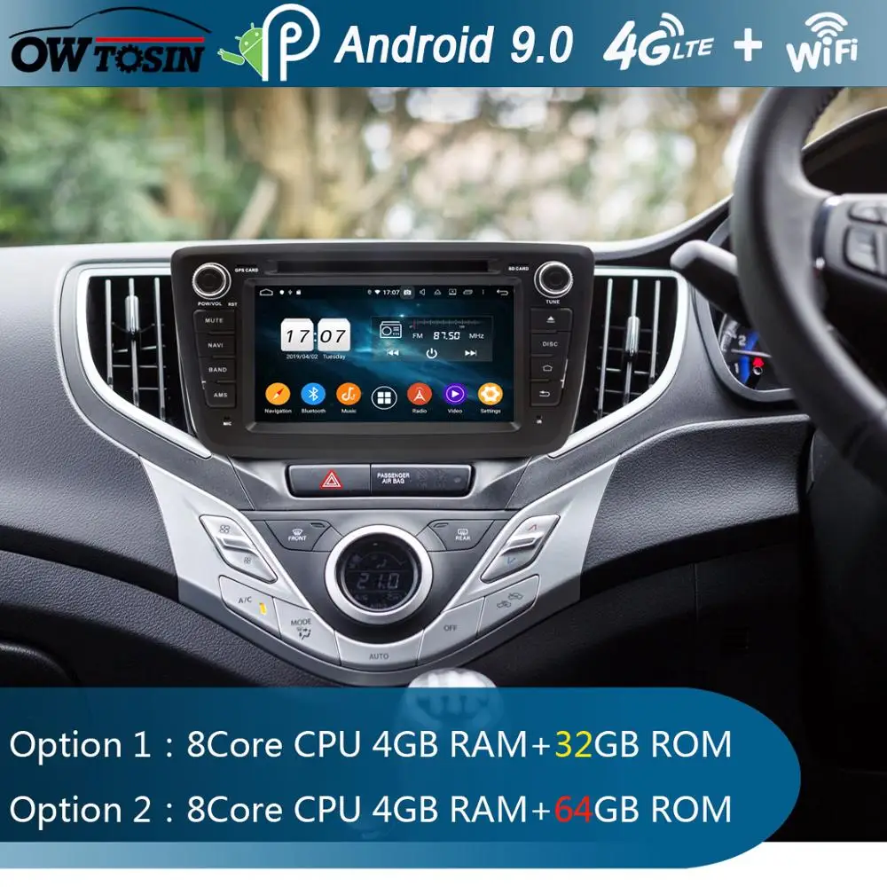

7" IPS Octa 8Core 4GB RAM+64GB ROM Android 9.0 Car DVD Radio GPS Navi For Suzuki Baleno 2016 2017 2018 CarPlay Parrot BT Stereo