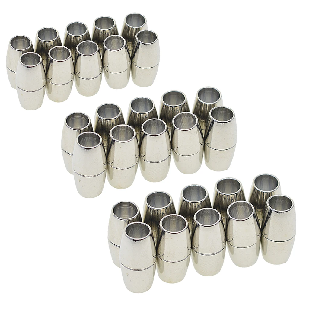 

30 Set Barrel Magnetic Clasp Connector Buckle Cord End Cap Jewelry Making Findings for DIY Kumihimo Bracelet Necklace 4/5/6mm
