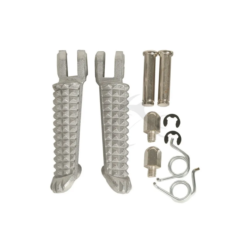 

For YAMAHA YZF R1 1998-2014 R6 1999-2012 YZF600 R6S 2003-2008 Front Footrests Black/Silver Foot pegs Footpegs New