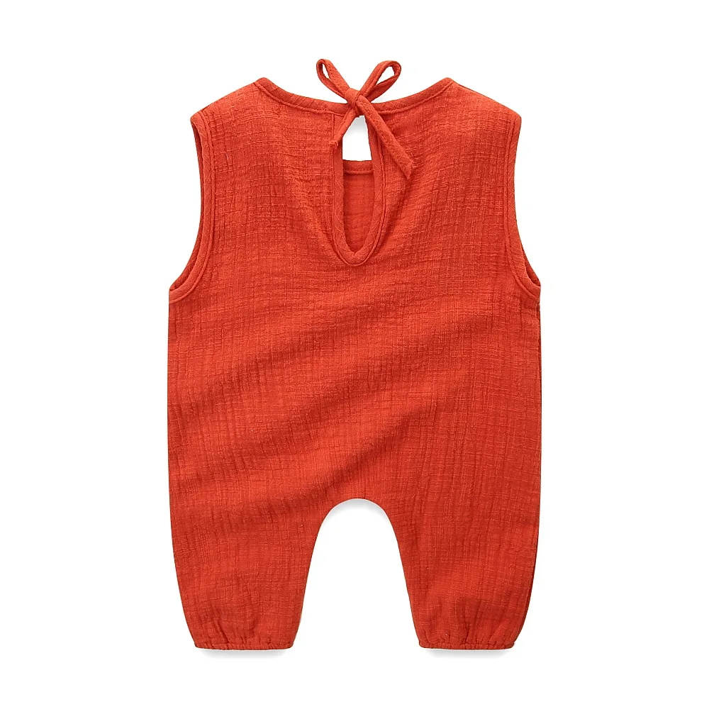 

2019 Baby Boys Girls Linen Clothes Children Kids Summer Skin-Friendly One-Piece Toddler Girls Solid Overall High Quality