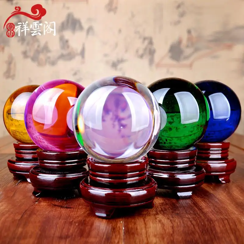 

2020 home guarding exorcising efficacious Protection Money Drawing GOOD LUCK FENG SHUI amethyst PINK 5P Crystal ball statue
