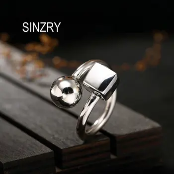 

Sinzry Hot 925 Sterling Silver handmade square ball personality finger ring adjustable silver rings lady luxury jewelry