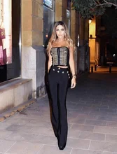 

Celebrity High Quality Red White Black 2 Pieces Set Bodycon Rayon Bandage Set Night Club Party Set