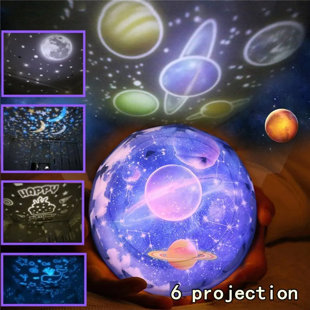 

Magic Toy Rotating Night Projector Lamp Star Projector Night Light with 3 Modes and 6 Patterns for Magical Party and Children