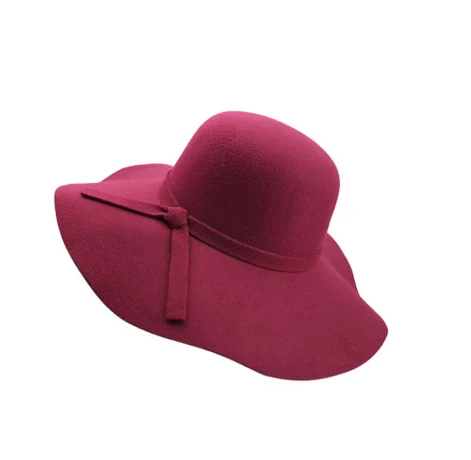 wine red Осень зима лето мода Fedoras Винтаж чистый женская пляжная шляпа от солнца женский волны с большими полями шляпа от солнца Fedoras леди шляпа от солнца - Цвет: wine red