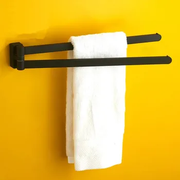 

MTTUZK Black Rotating towel rack bathroom stainless steel activity towel bar bathroom double bar towel hanging free shipping