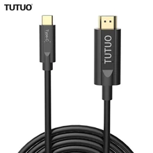 TUTUO кабель-Переходник USB C на HDMI Тип Кабеля C конвертер мультимедийного интерфейса высокой четкости видео 4 K 60Hz Графика Расширение адаптер 1,8 м для Macbook Pro Galaxy Note8 S8