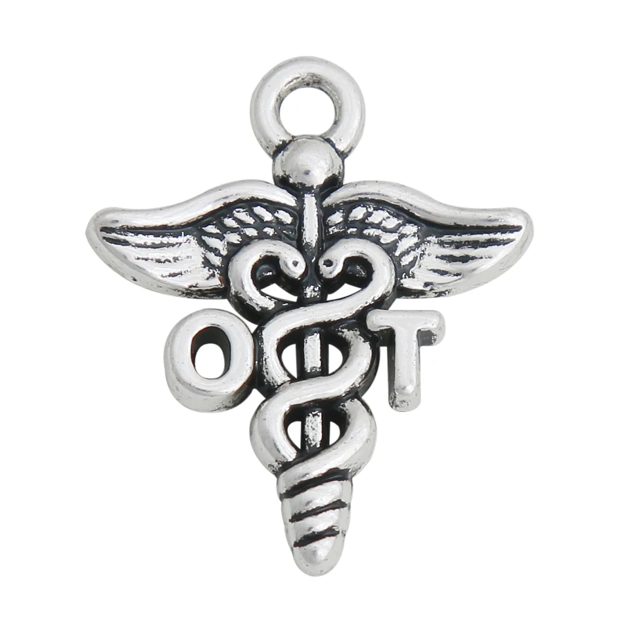 Модный Медицинский Кулон RAINXTAR из сплава очаровательное изделие Caduceus 50 шт. 19*23 мм