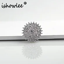 Isholee Цветы Круглые циркониевые Сережки для пирсинга для женщин модные милые корейские Серебряные стильные серьги минимализм ювелирные изделия esb13