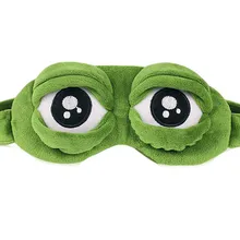 Cute Eyeshade Cover Plush The Sad 3D Frog Green Eye Mask Cover Relax Sleeping Rest Travel Sleep Anime Funny Gift Goggles D30