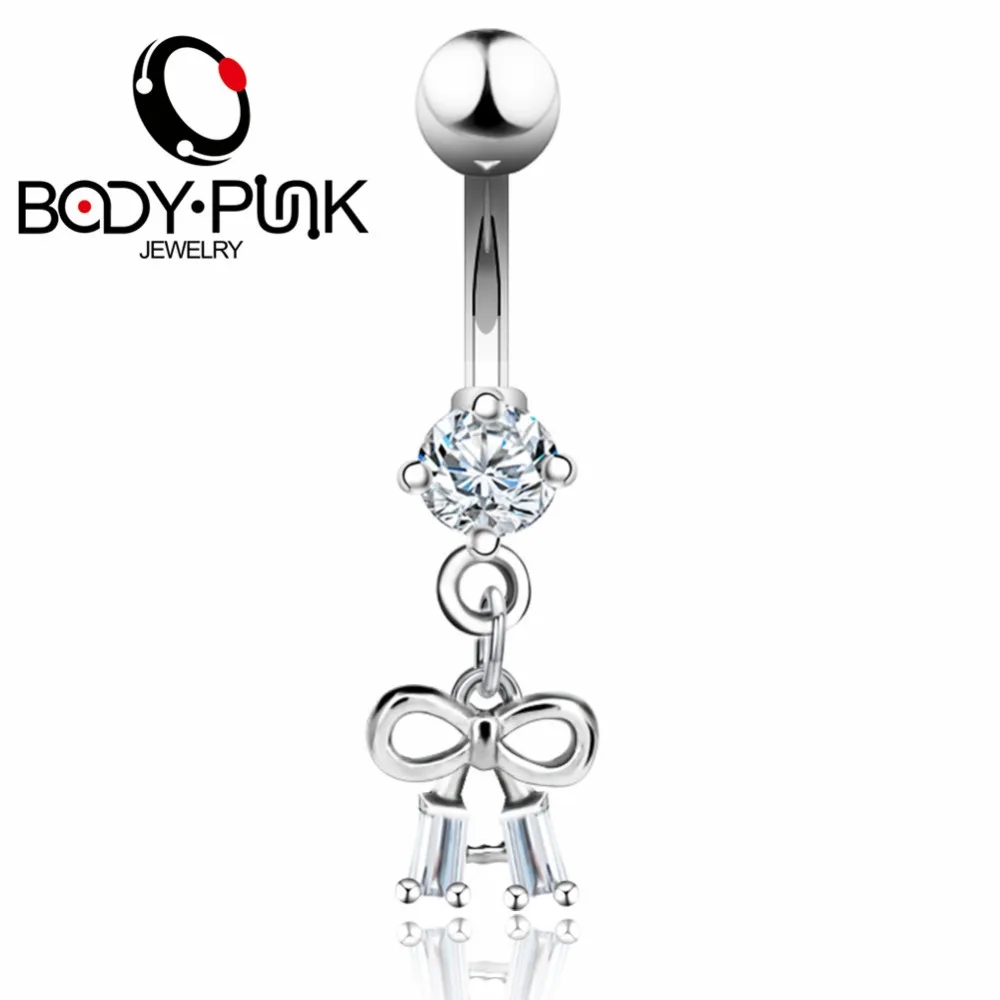 

BODY PUNK Nombril Belly Button Rings Bowknot Shape With Rhinestone For Sexy Women Body Piercings Jewelry Trendy Navel Percing
