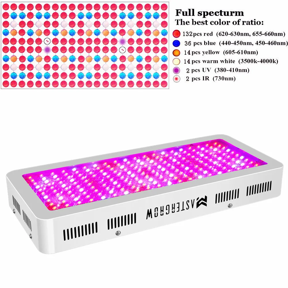 Полный спектр 300/600/800/900/1000/1200/1800/2000W LED Grow Light 410-730nm для комнатных растений и цветок парниковых расти палатку