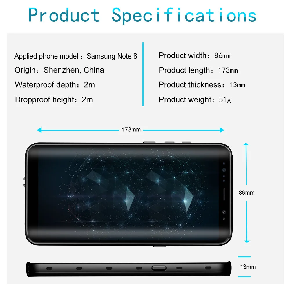 Diving Sealed Cover For Samsung Galaxy Note 8 Note 9 S8 S9 Plus Case Waterproof PC Armor For Samsung Note 8 Clear Case (5)