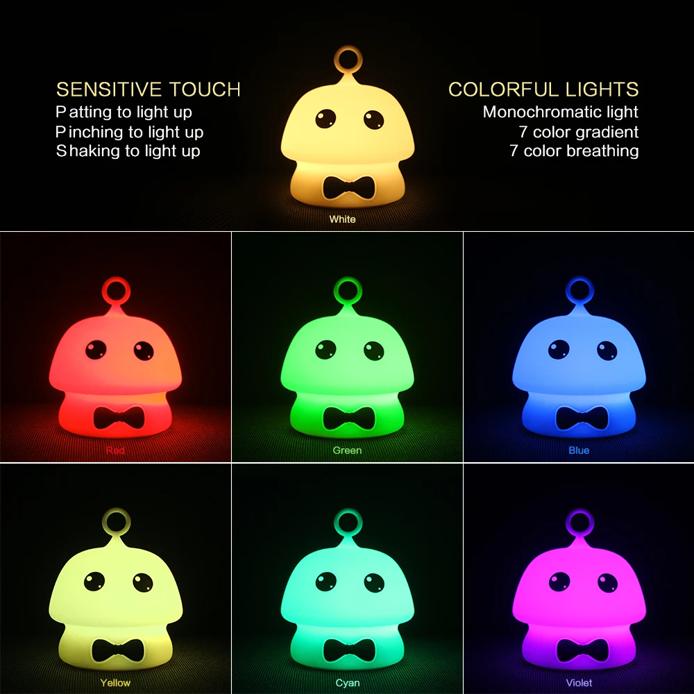 7 Colors LED Night Light Silicone Cartoon Elf Ambient Light Rechargeable Decor Table Lamp for Girl Baby Holiday Gift (5)