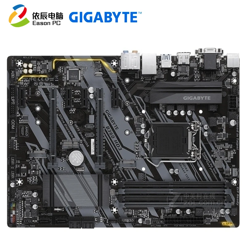 GIGABYTE GA-B360 HD3 рабочего Материнская плата LGA1151 i3 i5 i7 DDR4 64G M.2 блок питания ATX