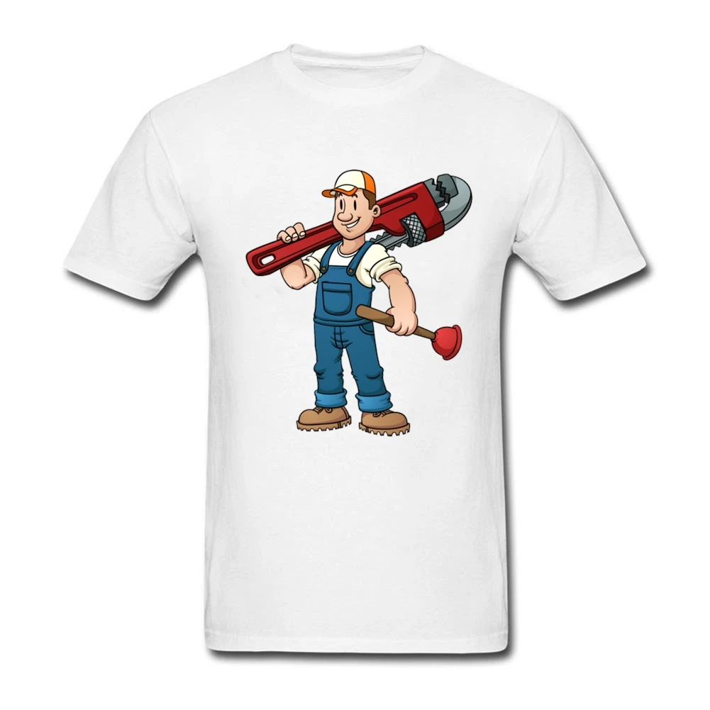Plumber Man T Shirt Home Wear Loose T-Shirt Boy Short Sleeve 100% Cotton Tees Teenboys Clothing Father's Day gift | Мужская одежда