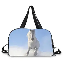 Животное лошадь дизайн печатает Дорожная сумка большой выходные спортивная сумка для переноски с ящиком обувь для мужчин короткое время