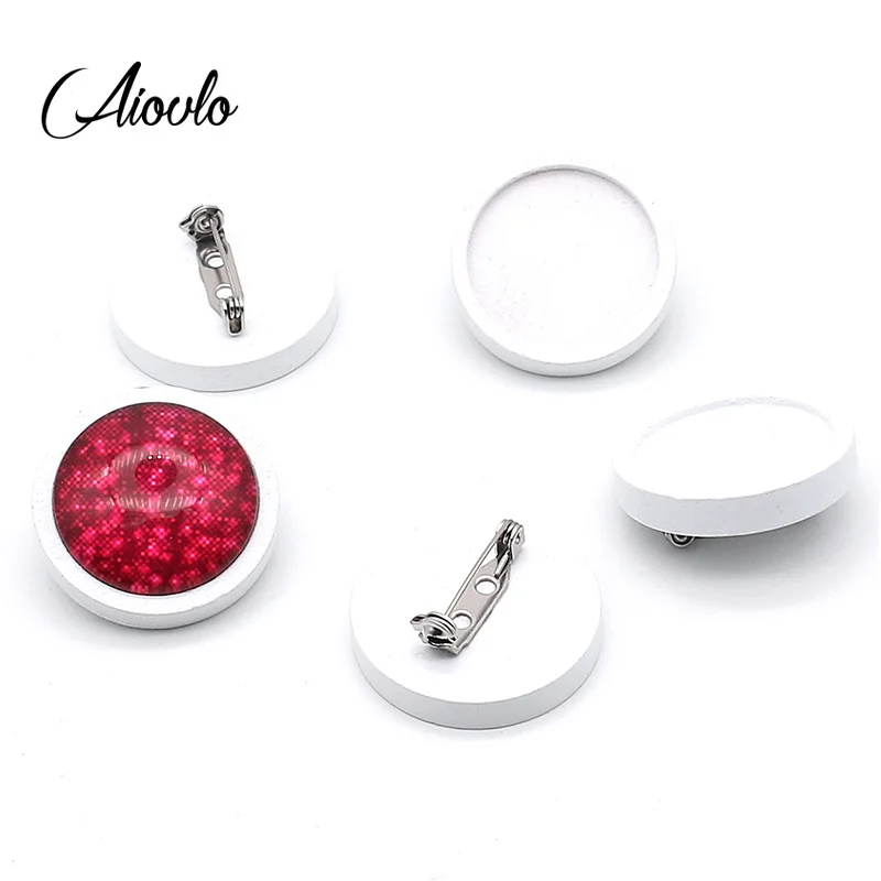 

Aiovlo 10pcs/lot DIY Brooch Base Brooch Wooden Cabochon and Stainless Steel Safety Pin Use for Brooch and Hair Jewelry Making