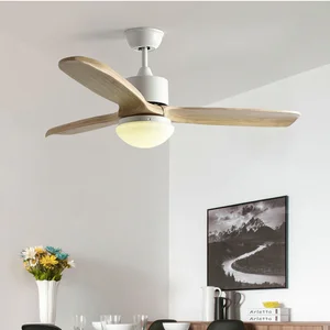 Nordic 48 Inch LED Ceiling Fan Wooden Ceiling Fans Light Bedroom Ceiling Fan With Lights Remote Control