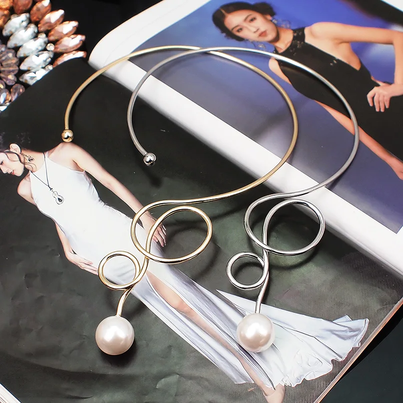 Женское Ожерелье с искусственным жемчугом и крутящим моментом, крупное ожерелье-чокер с подвесками, ювелирные украшения в подарок UKEN