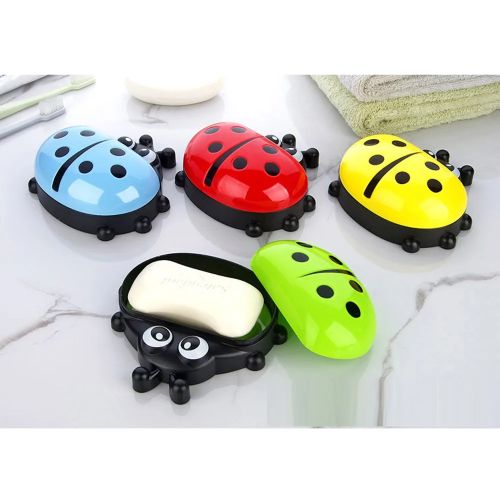 Bathroom Products cute soap dish Colorful Ladybug Soap Box Cute Cartoon