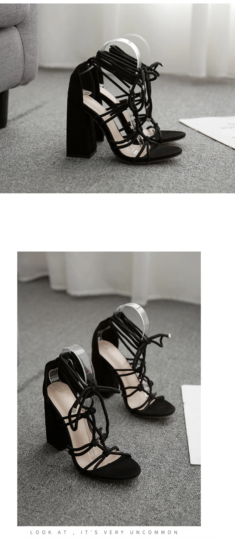 Aneikeh/; сандалии-гладиаторы; Модные женские босоножки; Туфли-лодочки на высоком каблуке с открытым носком и ремешком на щиколотке; Цвет Черный; Размеры 35-42