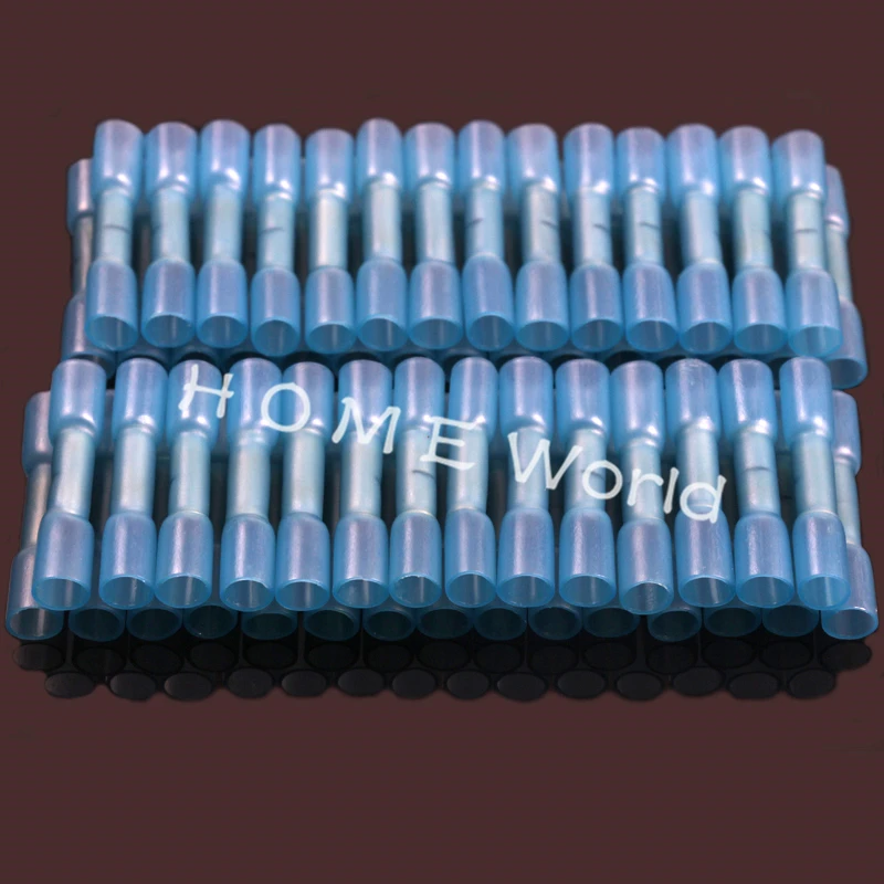 

100pcs/Set Blue Heat Shrink Insulated Butt Connectors 16-14AWG Butt shrinkable Crimp Electrical Splice Terminals 1.5-2.5mm2