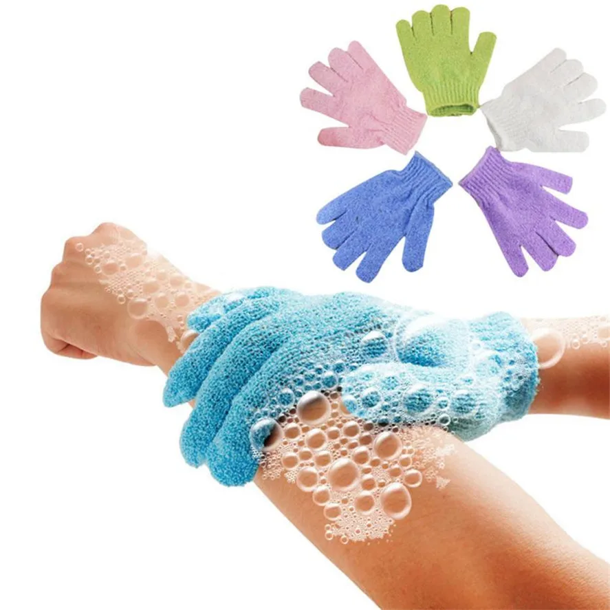 New 5Pcs Shower Gloves Exfoliating Wash Skin Spa Bath Gloves Foam Bath