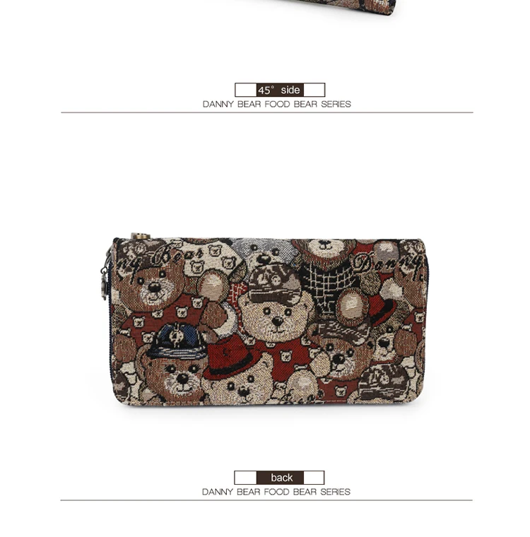 6-DANNY BEAR Original Design Women Wallets Female Casual Canvas Coin Purses Card Houlders Fresh Style Clutch For Teenager Girls