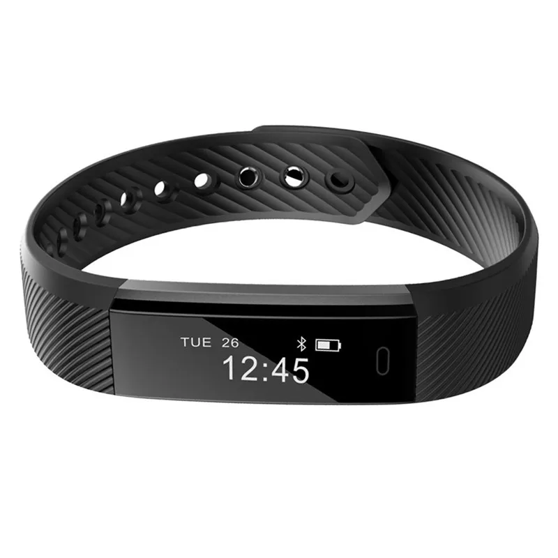 ID115 фитнес-трекер умный Браслет Шагомер Bluetooth Smartband сердечного ритма водонепроницаемый трекер сна наручные часы - Цвет: Черный