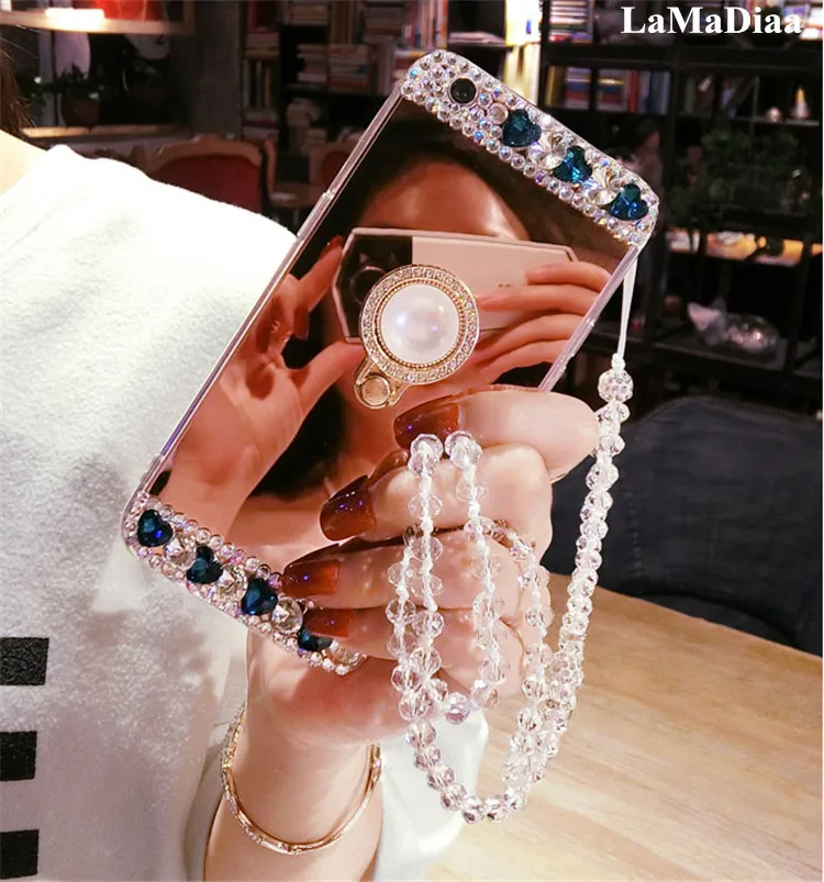 

Bling Diamond Luxury Mirror Soft TPU Phone Case For Huawei P8 P9 P10 P20 P30 PLUS Lite Mate 10 20 Lite With Ring Holder Stand