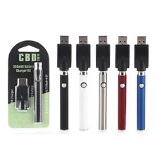 200 шт./лот CBD батарея предварительного нагрева 510 резьба 350 мАч Кнопка регулировки напряжения батарея для картриджи CBD бак электронной сигареты