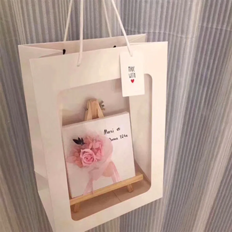 

Paper PVC Window Tote Gift Bag Creative Birthday Wedding Party Girlfriend Gift Handcuffs Flower Bags